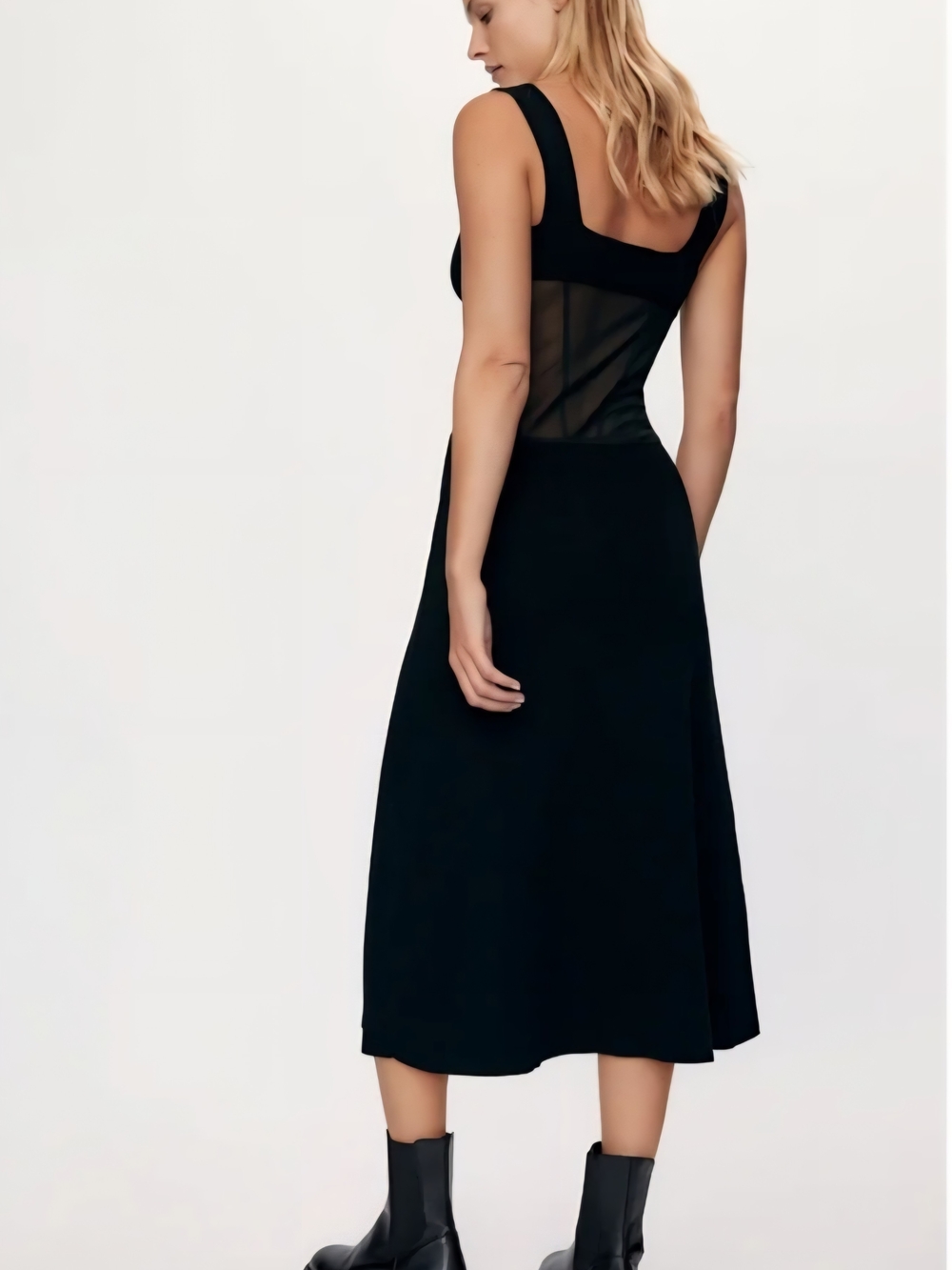 Zara Black Mesh Bodice Slip Dress